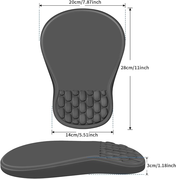 YIWEI Ergonomic Mouse Pad with Wrist Rest Support, Mousepad with Comfortable Memory Foam Wrist Rest and Non-Slip PU Base for Pain Relief, Computer, Laptop, Office, Home (Dark Gray)