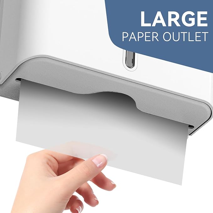 Paper Towel Dispenser Wall Mount, Adhesive No Drilling Multifold Trifold C Fold Commercial Hand Towel Dispenser,White