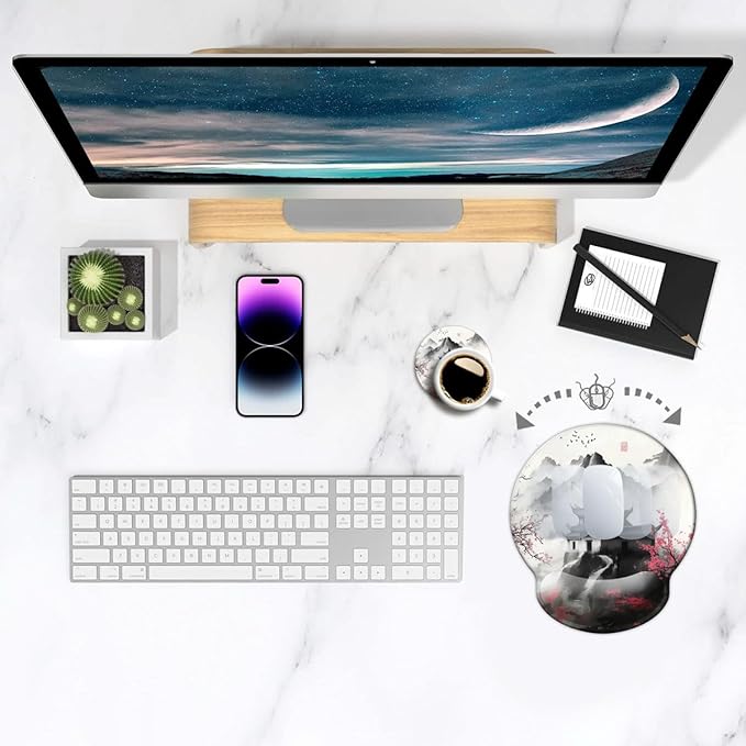 Ergonomic Mouse Pad with Wrist Support,Mouse Pad with Wrist Rest,Relieve Wrist Pain Mousepad Non-Slip Rubber Base,Mouse Pads for Desk,Computers,Laptop,Office,Home,Accessories Japanese Castle