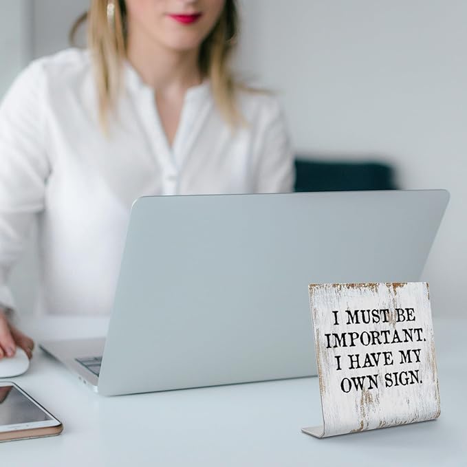 Funny Desk Signs for Work Office, I Must Be Important I Have My Own Sign,Work Office Decor for Women Men,Office Desk for Coworker Work bestie Friend, Office Humor Decor Sign Plaque XB282