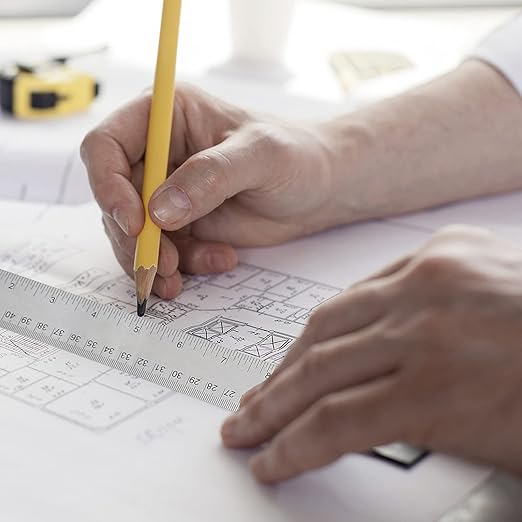 Stainless Steel Metal Ruler - 6 Inch, 12 Inch, 18 Inch Straight Edge - Non Slip Cork Backed - Inch and Metric