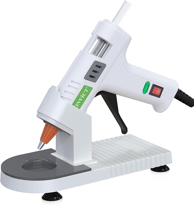MONVICT Glue Gun Stand for Most Mini Glue Guns, Hot Glue Holder with Non-Stick Silicone Mat, Suction Cups, Helpful Tool for Make Your DIY, Crafts, Home School Project Well Bars Orderly (NOT Full Size)