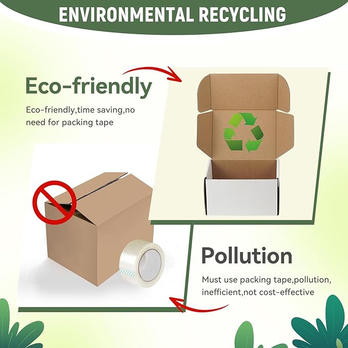 10 Pack 7"x5"x4" inch Small Shipping Boxes White Corrugated Cardboard Box for Small Business, Mailer, Shipping, and Packing