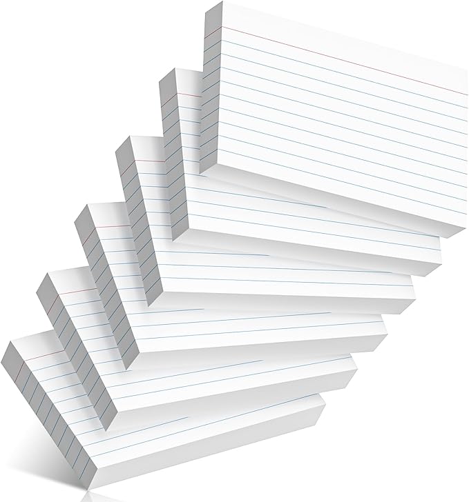 300 Count Index Cards 3 x 5 Inch Ruled White Index Cards, Flash Cards College Ruled for School, College, Office and Home Organization, Durable Study To Do List Note Cards with Ruled Lines