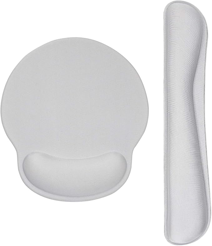 Ergonomic Keyboard Mouse Pad Wrist Rest Support Set for Laptop/Computer/Desktop,Memory Foam Hand Rest Wrist Cushion for Gaming/Office,Lightweight Comfortable & Pain Relief (Greyish White)