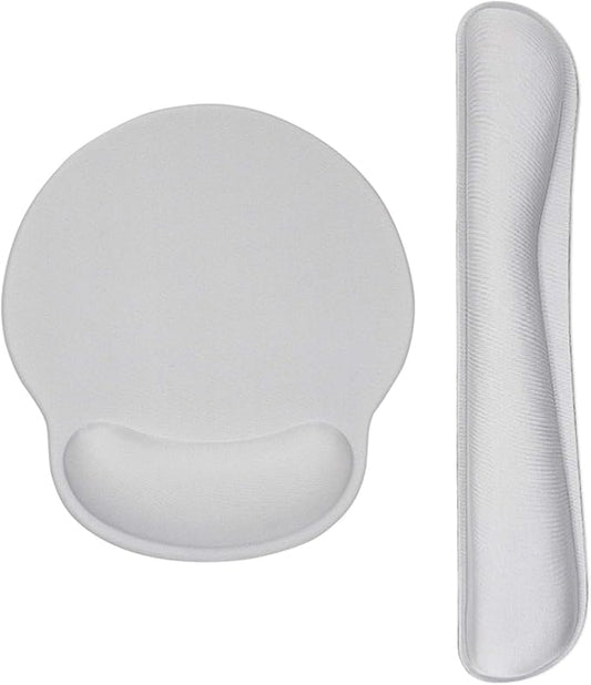 Ergonomic Keyboard Mouse Pad Wrist Rest Support Set for Laptop/Computer/Desktop,Memory Foam Hand Rest Wrist Cushion for Gaming/Office,Lightweight Comfortable & Pain Relief (Greyish White)