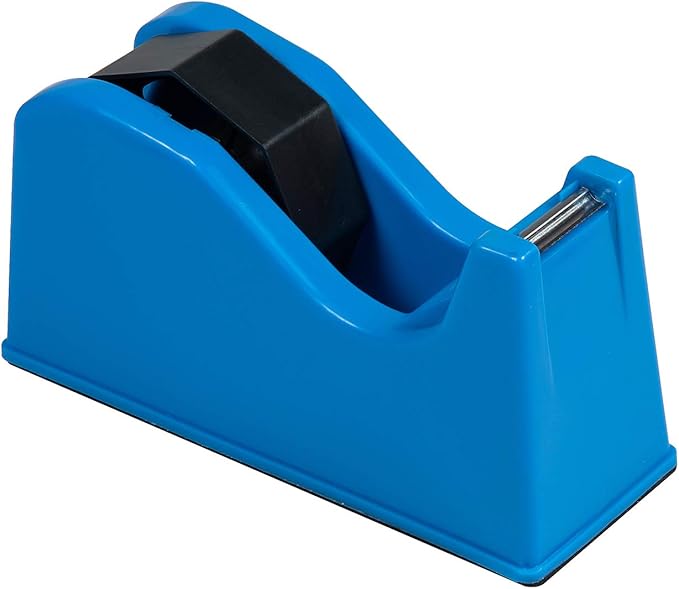 IHOMECOOKER Desktop Tape Dispenser Adhesive Roll Holder (Fits 1" & 3" Core) with Weighted Nonskid Blue