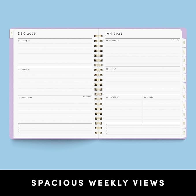 PAPERAGE 2026 Weekly & Monthly Planner, 12 Months (January 2026 - December 2026), 9.2 in x 11.2 in, Spiral Bound 2026 Planner with Weekly, Monthly & Yearly Views, Note Pages & Inner Pocket – Raspberry