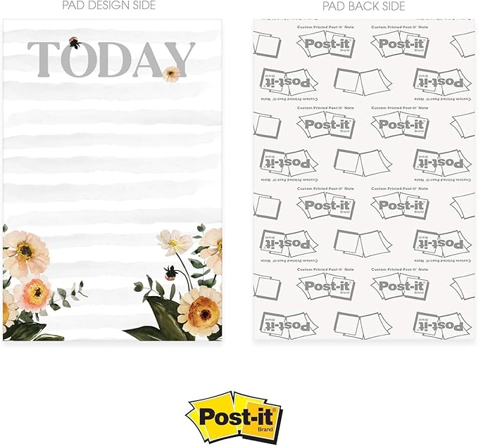 Floral Sticky Note Pads / 4" x 6" Repositionable Indie Boho to Do Sticky Notes / 5 Moody Striped Designs / 50 Sheets Per Pad Set of 5 / Made in USA