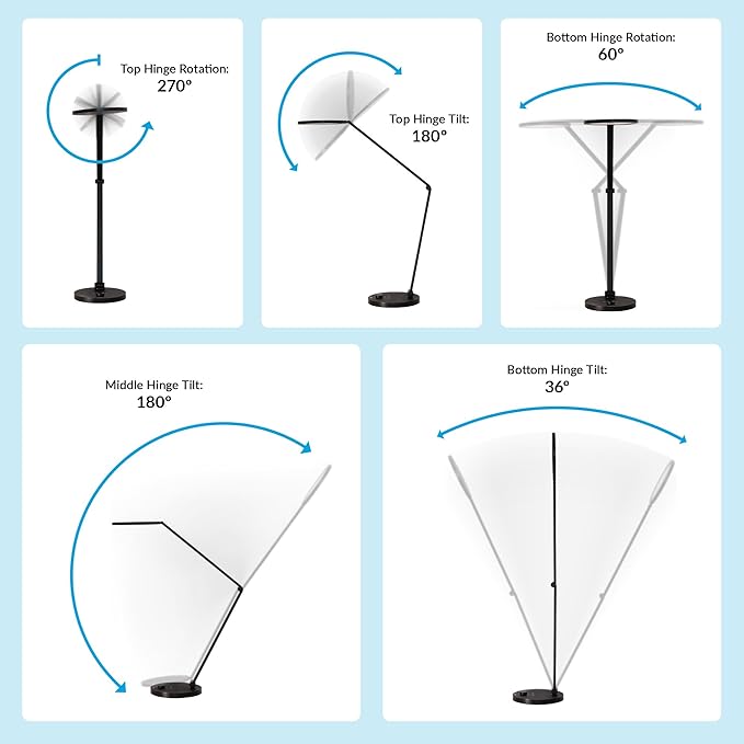 Vari LED Studio Lamp- Varidesk Modern Desk Lamp for Home Office- Flexible Positioning, Stable Base- Three Color Settings- Bright Task Lamp- Ideal for Study Area and Workspaces
