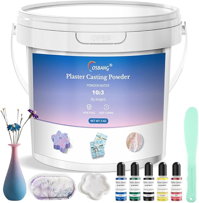 Plaster Casting Powder 5000G/176 OZ, Water Activated Fast Curing Plaster Casting Powder, 20-30 Minutes Demold, Beginners Friendly Casting Powder Kit for Resin Molds, Crafts & DIY Art