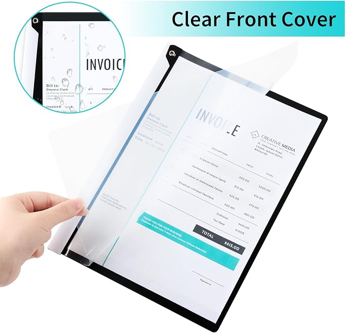 5PCS Clear Report Covers with Swing Clip, Professional Clear Front Presentation Folders Resume Folder, 30 Sheets Capacity A4 Size File Document Organizer, No Punch Needed (Black)