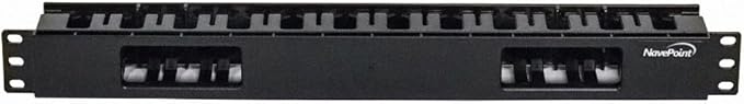 Navepoint 1U Horizontal 19-Inch Rack Mount Cable Management Raceway Duct Panel with Cover Black