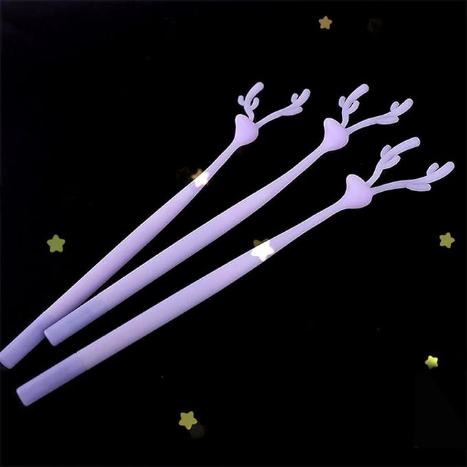 8 Pack Forest Deer Gel Pens, Christmas Pen Cute Animal Silicone Pen with 4 Colors & Soft Grip (Blue Ink), Aesthetic Kawaii Stationery for Journaling, School Supplies