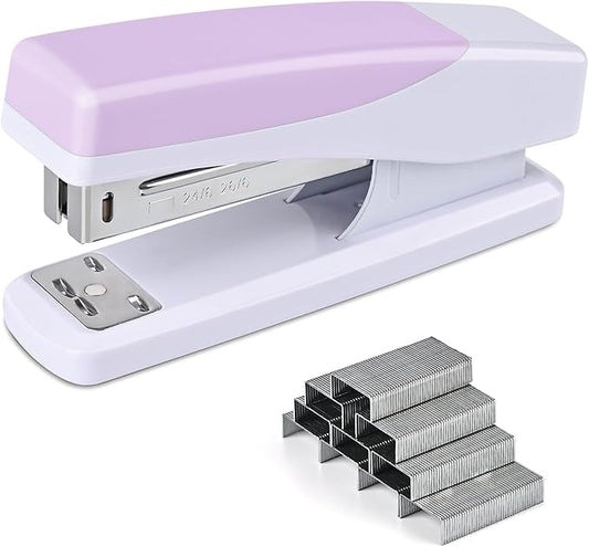 Temiary Morandi Desktop Stapler with 400 Standard Staples, 25 Sheet Capacity, Jam Free, No Effort Staplers for Classroom Office (Purple)
