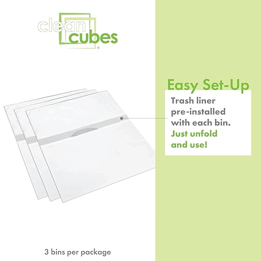 | 4 Gallon Disposable Trash Cans (6-Pack) with Fitted Trash Bags - Reusable Garbage and Recycling Bins for Parties, Events, and More (White - 12” Height x 10” Width x 8” Depth)