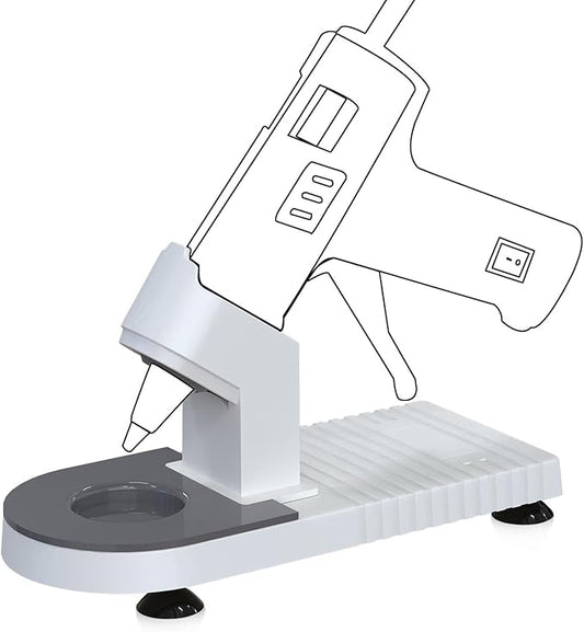 MONVICT Glue Gun Stand for Most Mini Glue Guns, Hot Glue Holder with Non-Stick Silicone Mat, Suction Cups, Helpful Tool for Make Your DIY, Crafts, Home School Project Well Bars Orderly (NOT Full Size)