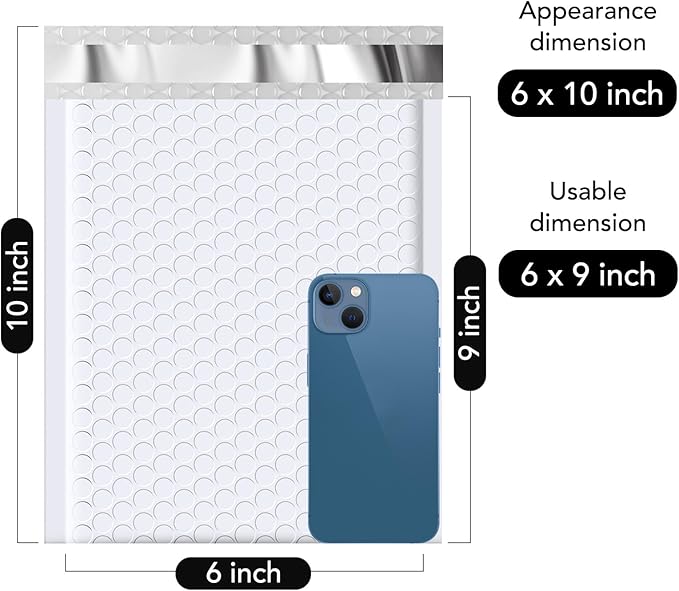 Fuxury Bubble Mailers 6x10“ 600 Pack White Padded Envelopes Usable Size 6x9" Thick Mailing Envelopes Bubble Padded, Shipping Bags for Mailing,Packaging, Small Business, Boutique, Bulk #0