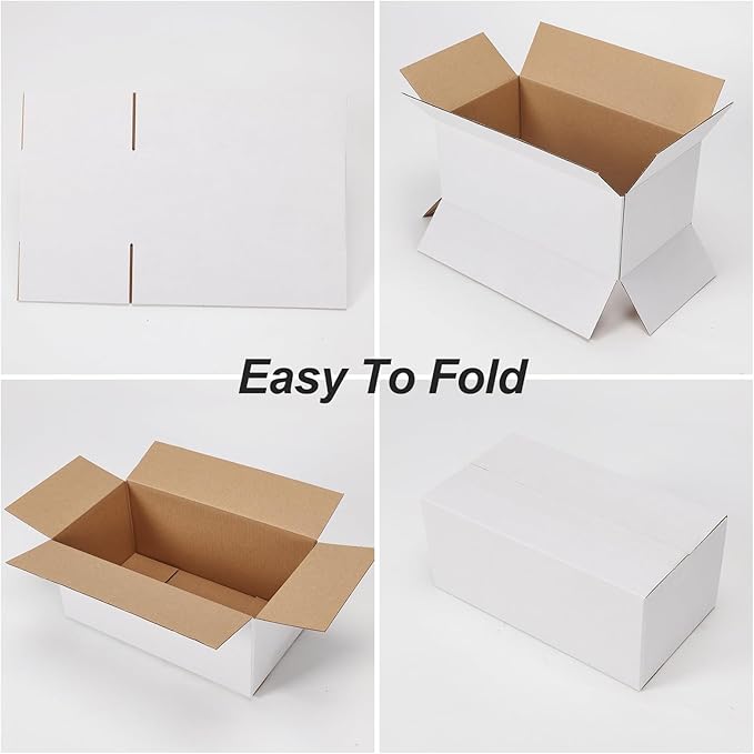 10x7x4 Shipping Boxes Set of 40, 3 Layers E Watts White Corrugated Cardboard Small Business Packing Box for Mailing, Moving