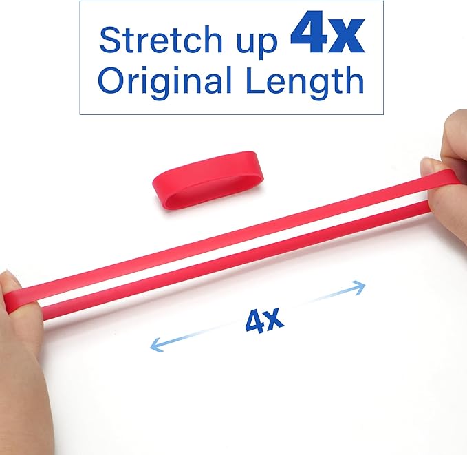LotFancy Rubber Bands Assorted Size, 4 Sizes Size84, Size82, Size 94, Size 105, Heavy Duty Colored Rubber Bands for Office Supplies