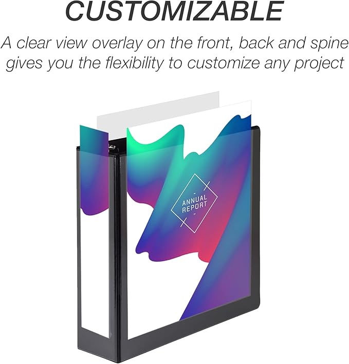 Samsill 4 Inch 3 Ring Binder, Made in USA, Economy Round Ring, Clear View Cover, 675 Sheet Capacity - for School, Home, Office - Charcoal Black