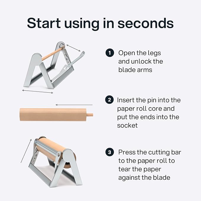 Kenley Butcher Paper Dispenser - Large Holder and Cutter for Wrapping Butcher Craft Freezer Paper Roll 18 Inch - Wall Mount or Tabletop - Carbon Steel Non-Slip Cutter with Serrated Blade - Easy to Use