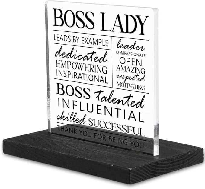 Thank You Appreciation Gifts for Boss Lady, Boss Lady gifts for Women, Inspirational Positive Gifts for Female Boss Lady Leader, Boss Lady Birthday Boss Day Gift office Decorative Signs-DX336
