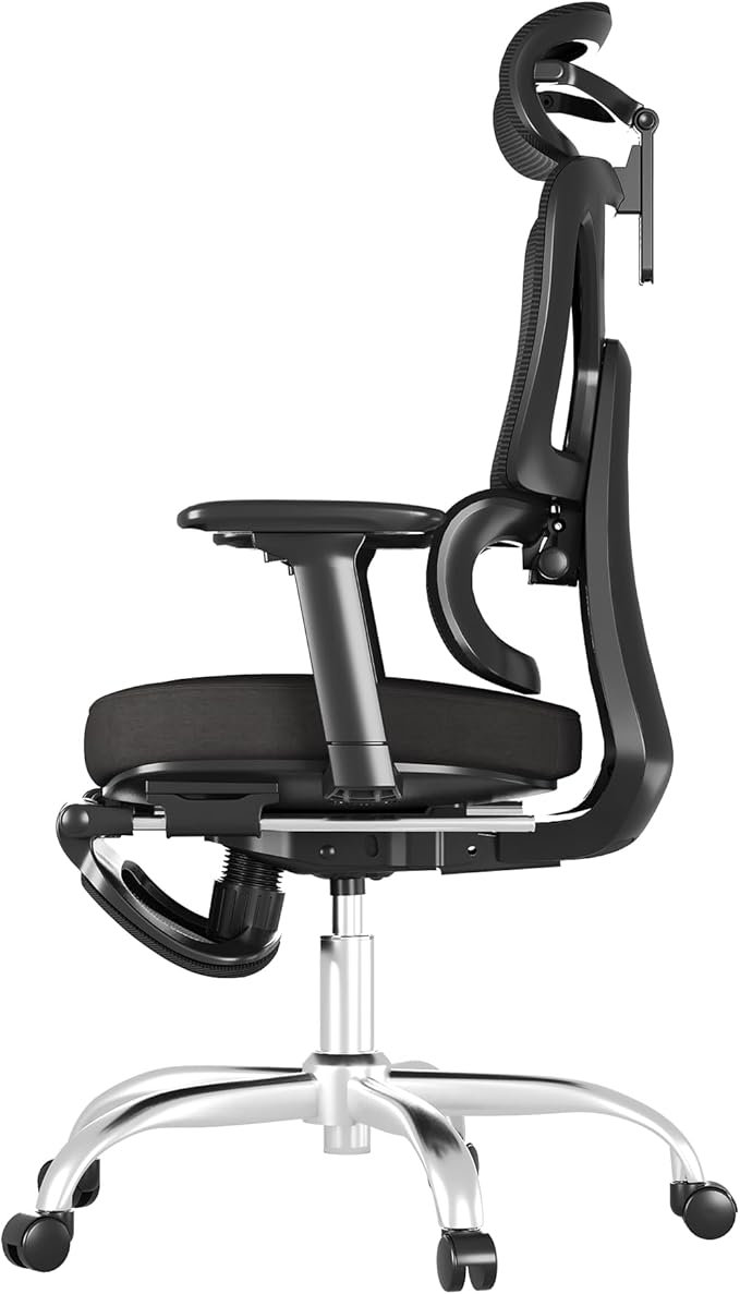FLEXISPOT ErgoX Premium Ergonomic Office Chair with Footrest- Adjustable 3D Armrests, Dynamic Lumbar Support, Recline & Tilt Function, Mesh Seat, for Home & Office Use,Foam Black