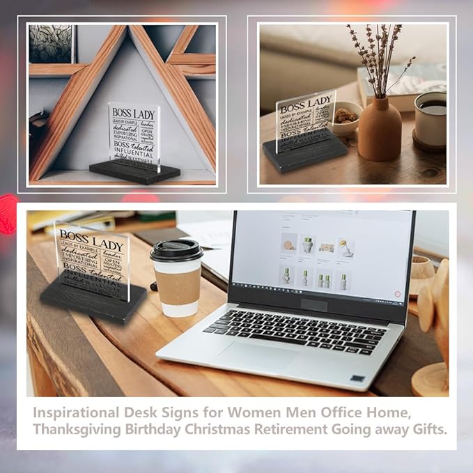 Thank You Appreciation Gifts for Boss Lady, Boss Lady gifts for Women, Inspirational Positive Gifts for Female Boss Lady Leader, Boss Lady Birthday Boss Day Gift office Decorative Signs-DX336