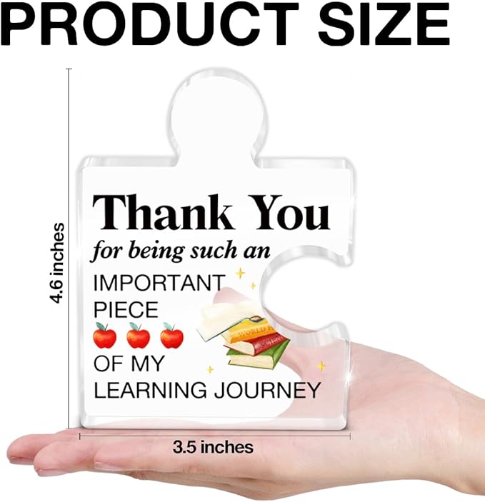 Teacher Appreciation Gifts, Teacher Gifts for Women Men, Thank You Teachers Day Graduation Christmas Gift for Teachers Study Partner Acrylic Puzzle Piece Desk Decorative Sign for Home Decor