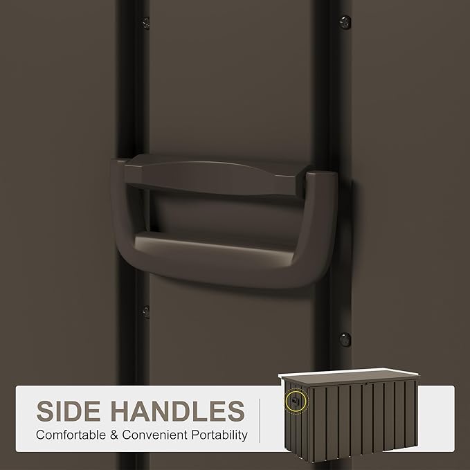 PURPLE LEAF Outdoor Deck Box 120 Gallon Waterproof Lockable Storage Box Container with Lid Deck Organization for Patio Cushions Side Table Pool Accessories Garden Tools, Brown