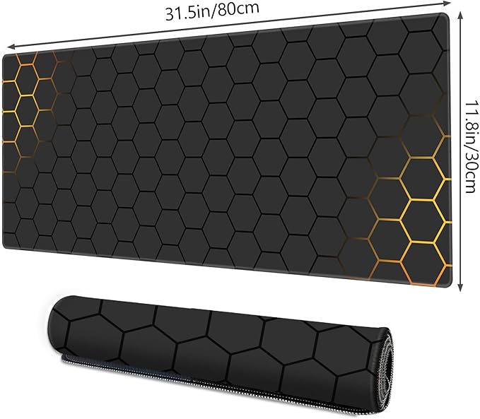 Galdas Gaming Mouse Pad XXL XL Large Long Extended Big Mousepad Non-Slip Rubber Keyboard Mouse Pad with Stitched Edges for Laptop Home Office (31.5x11.8x0.08 Inch) … (Grid)