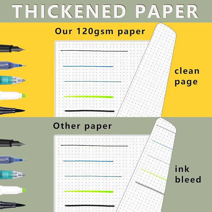 8.5" x 11" Dot Graph Spiral Notebook 120gsm Thick Paper 640 Pages with Removable Elastic Band (4 Pack, A4)