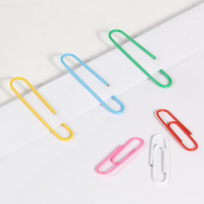 Multicolor Jumbo Paper Clips, 1.3 Inch (33mm) & 2 Inch (50mm), 400-Pack for Office, School & Home Document Organizing (Colorful, 1.3 Inch and 2 Inch)