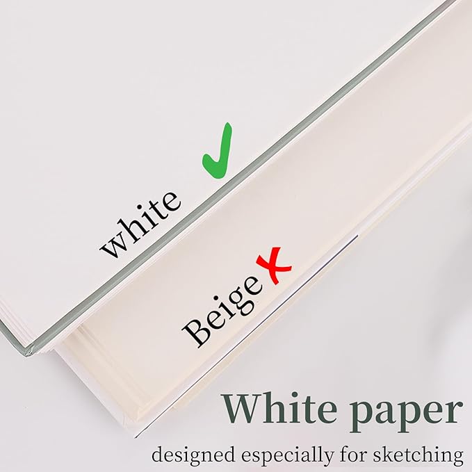 SuFly 9"x12" Drawing Paper, Pack of 2, 100 Sheets Each, Top Spiral Sketch Pad, 68lb/100gsm, White.