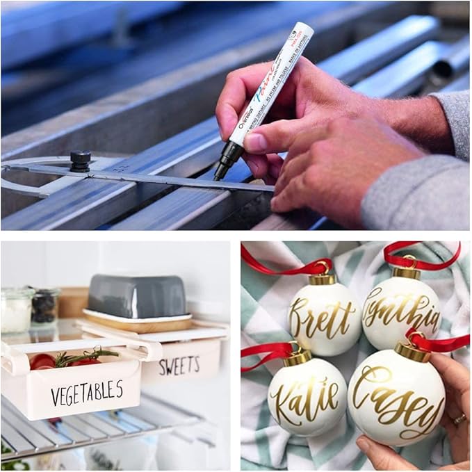 Overseas Permanent Paint Markers Pens - 3 Pack Yellow Oil Based Paint Pens, Medium Tip, Quick Drying and Waterproof Marker Pen for Metal, Rock, Wood, Fabric, Plastic, Canvas, Mugs, Stone, Glass