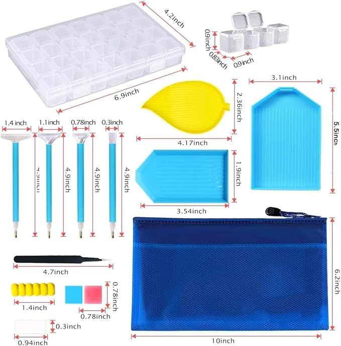 Liccyy 93PCS 5D Diamond Art Painting Tools Accessories Kits with Supplies Gem Storage Box, Painting Pens, Replacement Tips, Trays, Roller, Diamond Art Wax,Funnel,Tweezers for DIY Bead Art Craft