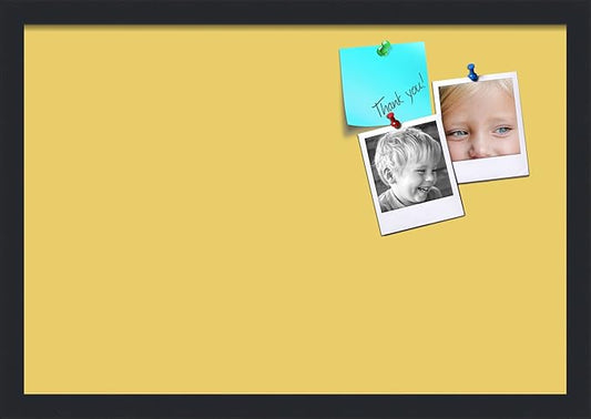 PinPix 22x15 Inch Cork Bulletin Board. This Decorative Framed Pin Board Comes with Honey Pastel Design and a Satin Black Frame. Ideal for Home Office Decor or Message Board (PinPix-1810)