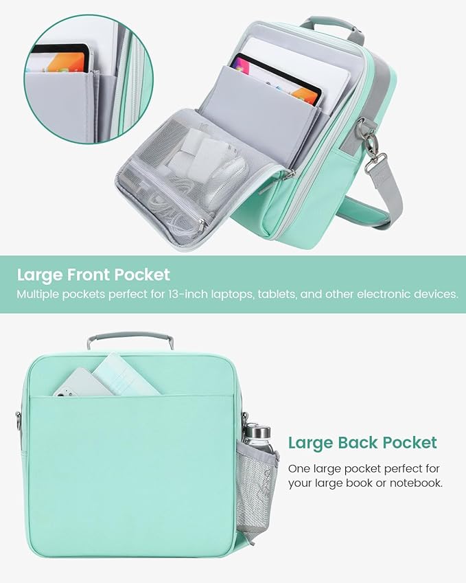 Zipper Binder, 3 Inch D-Ring 3 Ring with Water Bottle Holder,700 Sheet Capacity-Multiple Pockets,Binder with Strap for School/Office, Fit for 13" Tablet/Laptop,Patent Design-Light Blue