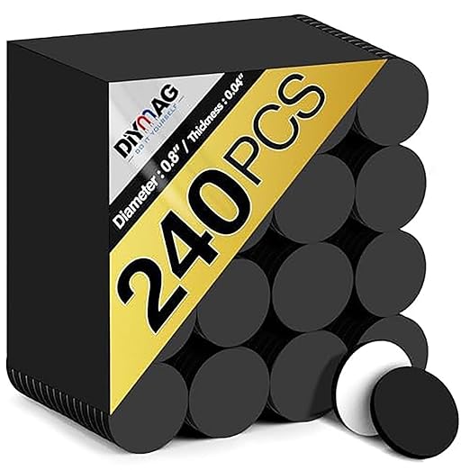 DIYMAG 240Pcs Magnetic Dot with Self Adhesive Round Magnets Magnetic Tape Flexible Magnet Sheets with Adhesive for Crafts, Photos and Die Storage Easy Peel and Stick, 0.8 x 0.04inch