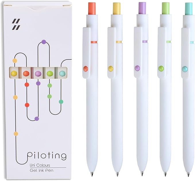 VICO Gel Pens, 5 Pcs 0.5mm Quick Dry Black Ink Pen Fine Point Smooth Writing Pens, Aesthetic Cute Office School Supplies Gifts for Women Men, High-End Series for Journaling Note Taking