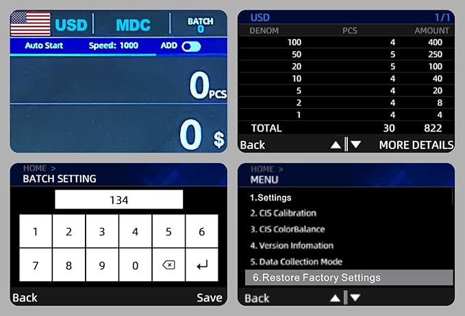 MA-600S Mixed Denomination USD Bill Counter Upgradable Money Counting Machine with CIS Sensor and Bank-Grade Detection & Large External Display Plus Optional Receipt Printing Function