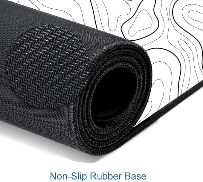 Mouse Pad Large, Extended XL Gaming Mousepad, Non-Slip Rubber Base Minimalist Keyboard Mouse Mat Desk Pad for Work, Game, Office, Home, 31.5 x 11.8 in, White Topographic Map Lines