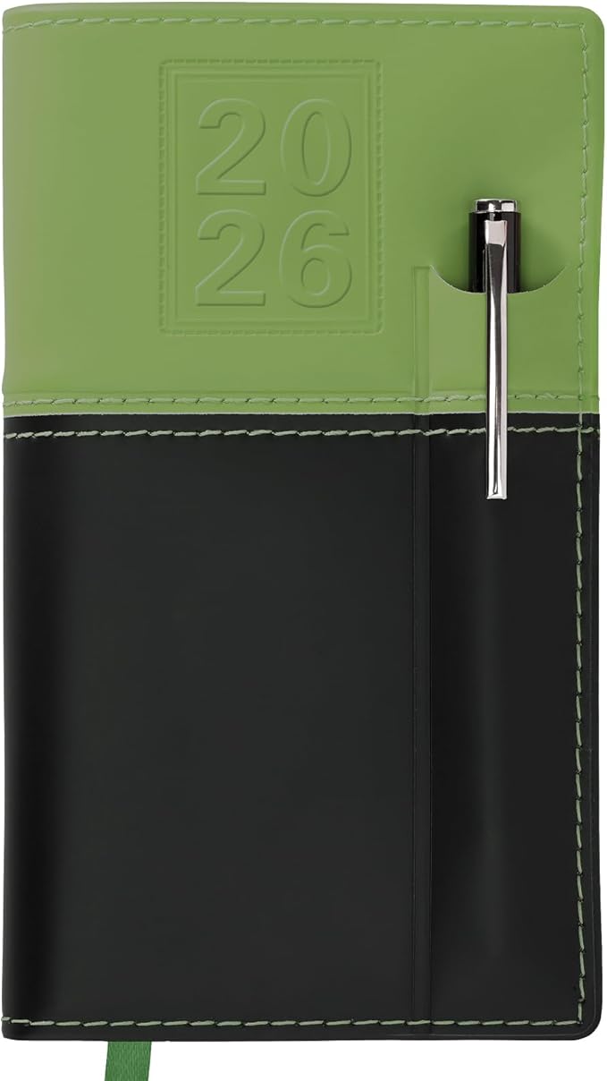 2026 Pocket Planner/Pocket Calendar and Pen, 3.5"x6": Includes 14 Months (November 2025 - December 2026) / 2026 Weekly Planner/Weekly Agenda/Monthly Calendar Organizer (Green/Black)
