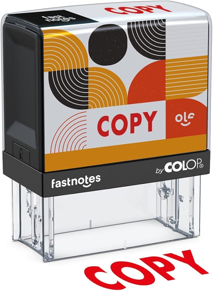 Fastnotes Copy Self-Inking Rubber Stamp by COLOP - Great for Office Documents, Notary, Warehouse, Accounting Paperwork, Business, and Legal Documentation - Red Ink (Copy- Red)
