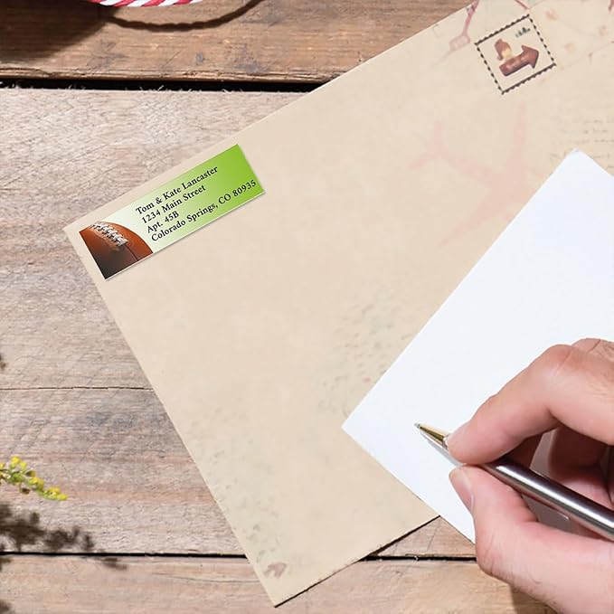 Football Small Return Address Labels - Set of 240 2" x 5/8" Self-Adhesive, Flat-Sheet Labels