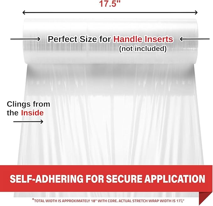 Stretch Wrap 4 Pack 17.5" x 1100 SqFt – Heavy Duty 80 Gauge (20 Micron) Shrink Wrap Rolls for Moving, Furniture, and Packing, Industrial Plastic Stretch Film, Pallet Wrap & Shrink Film Roll