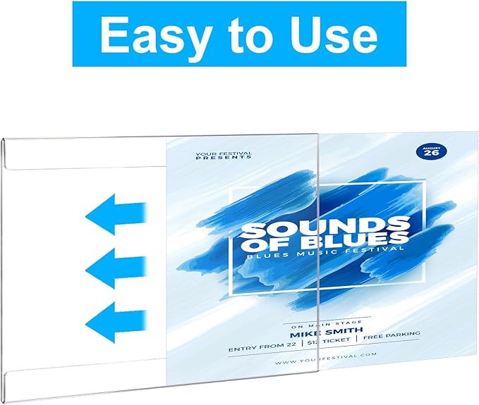 EHWINE 8 Pack 11x17 Wall Mount Acrylic Sign Holder,Horizontal Wall Signs Photo Menu Flyer Display Holders, Plastic Clear Acrylic Frames for Office Home Hotel Business Store (with Adhesive Tape)