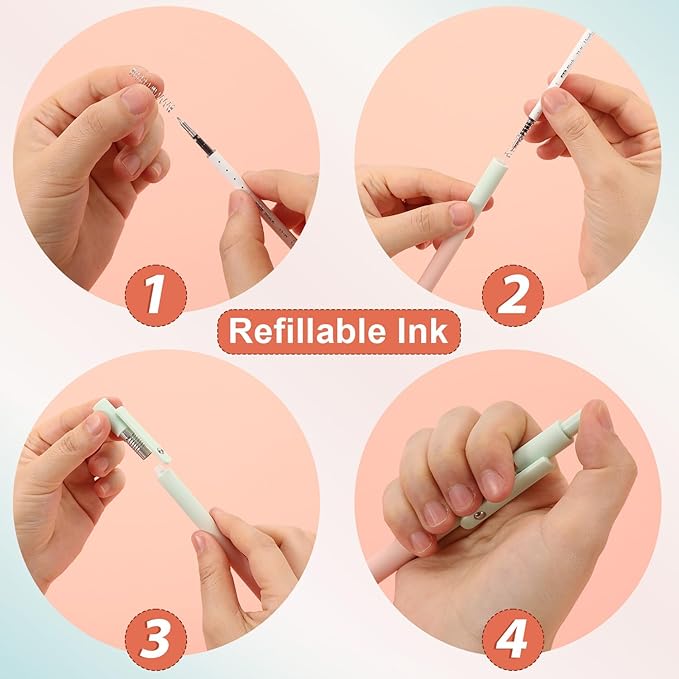 FIOVER 5pcs Gel Pens Black Ink Medium Point 0.7mm Pens Smooth Writing High-End Series Cute Ballpoint for Journaling Note Taking, Office School Supplies Gifts for Women and Men