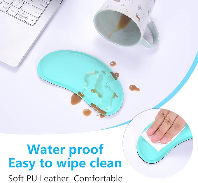 Dapesuom Mouse Wrist Rest, Ergonomic Memory Foam Mouse Wrist for Computer Desk Mats Support, PU Leather Hand Rest Pad Cushion for Gaming, Laptop, Men, Women, Pain Relief & Easy Typing, Green